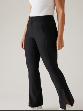 Athleta Stellar Flare Trouser Pants Size 8 Black EuroLuxe Work Travel Excellent